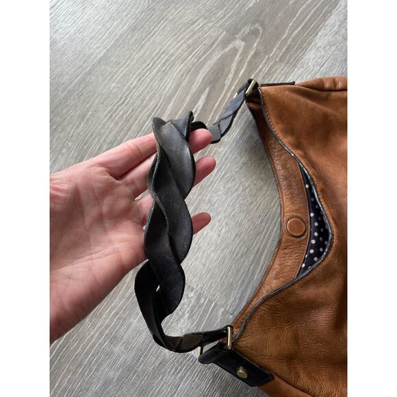 Boden Brown Leather Hobo Shoulder Bag - Large - Woven Strap - Picture 3 of 9